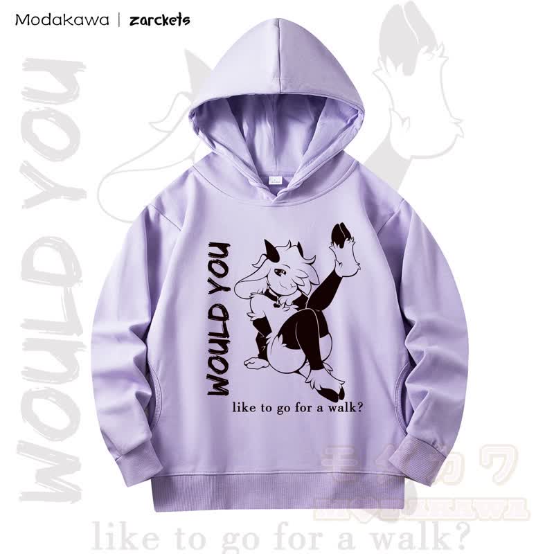 MODAKAWA X zarckets WOULD YOU Goat Print Long Sleeve Hooded Sweatshirt - Purple - 4XL - image 13