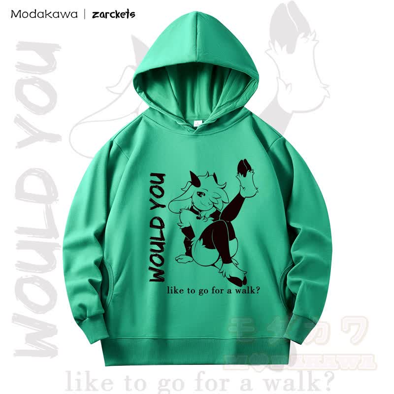 MODAKAWA X zarckets WOULD YOU Goat Print Long Sleeve Hooded Sweatshirt - Green - 4XL - image 15