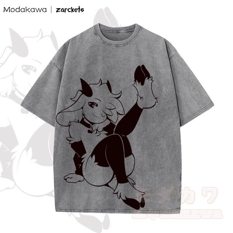 MODAKAWA X zarckets Sheep Print Washed T-shirt - Grey - 5XL - image 3