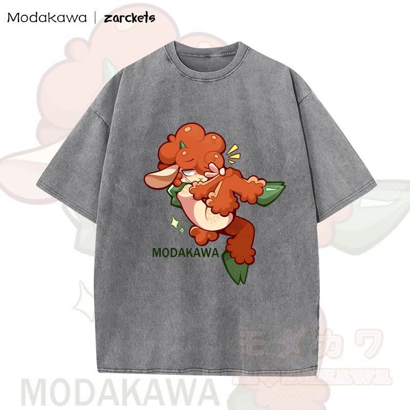 MODAKAWA X zarckets Cute Sheep Print Washed T-shirt - Grey - 5XL - image 4