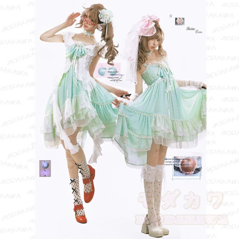 Elegent Ruffle Lace Long Sleeve Cardigan Bow Halter Dress Two Pieces Set - image 1