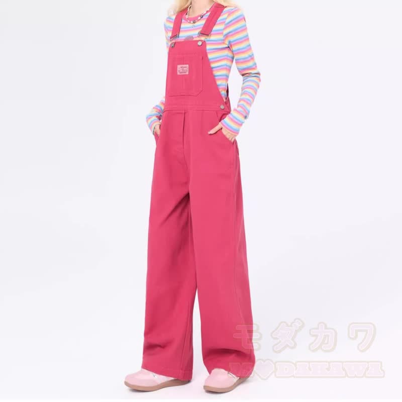Kawaii Bunny Print Long Sleeve Top Wide Leg Overalls Two Pieces Set - image 8