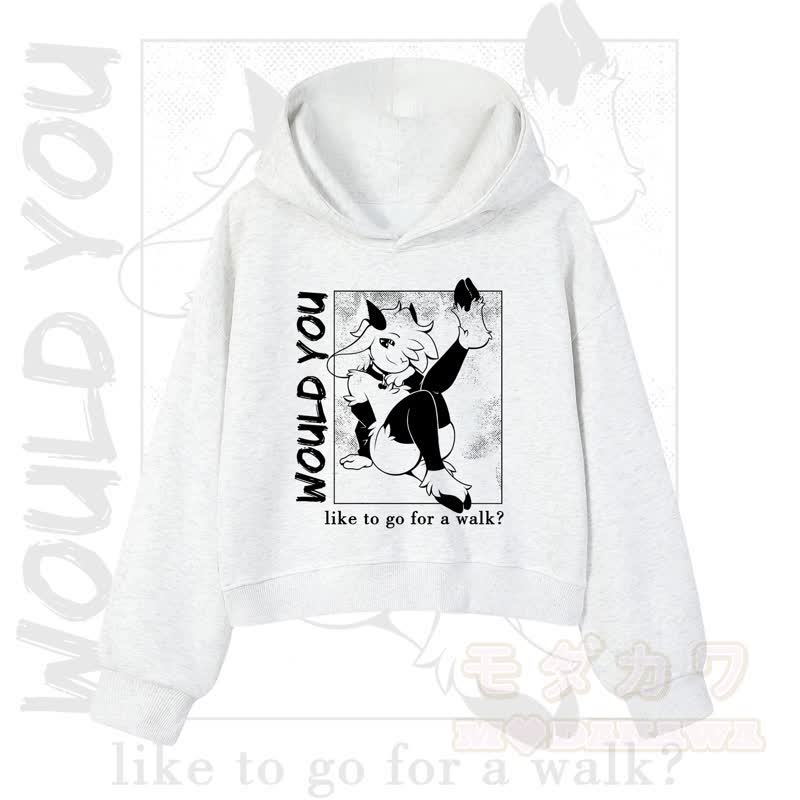 MODAKAWA X zarckets WOULD YOU Fox Graphic Cropped Cotton Hoodie - Light Gray - 3XL - image 1
