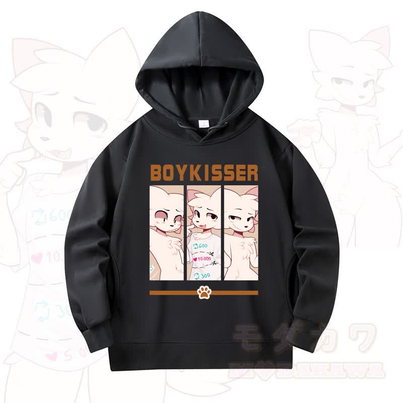 MODAKAWA X zarckets Fox Print Long Sleeve Hooded Sweatshirt - Black - 4XL - image 1