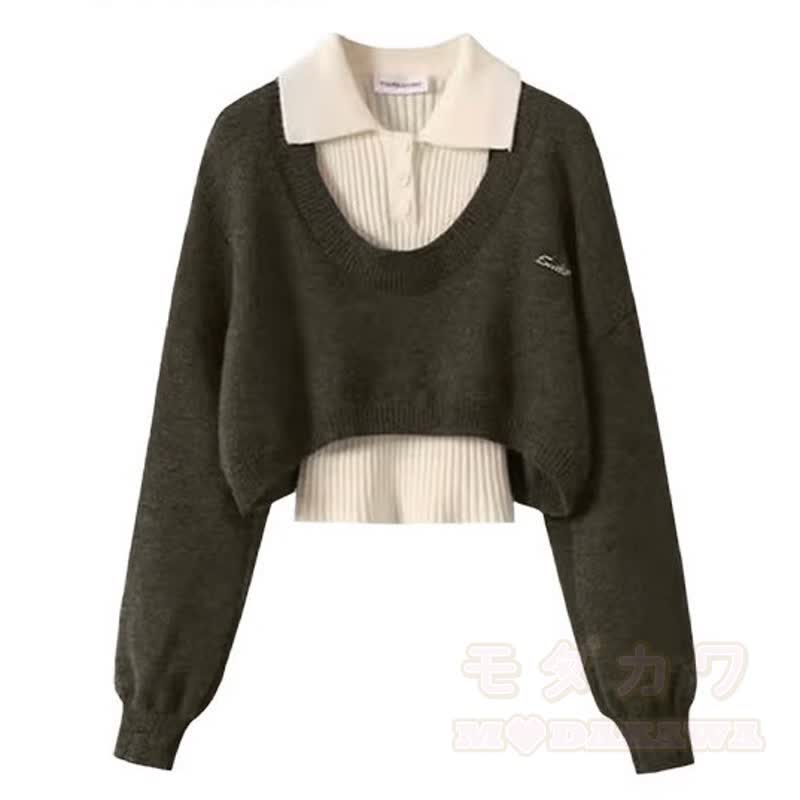 Casual Knit Sweater Sleeveless Top Cargo Wide Leg Pants Three Pieces Set - Top - 3XL - image 2
