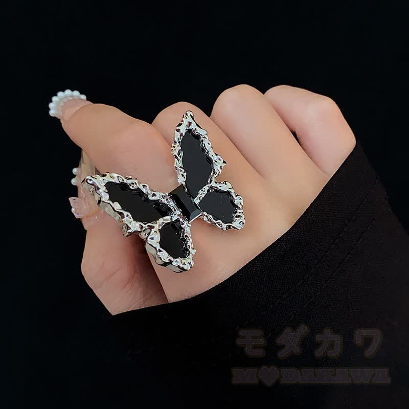 Gothic Black Butterfly Silver‑Tone Accessories - image 4