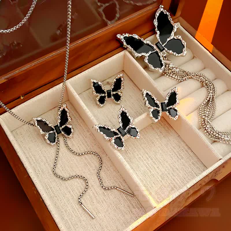 Gothic Black Butterfly Silver‑Tone Accessories - image 2