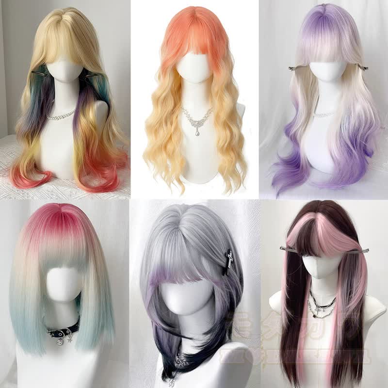 Lolita Dopamine Cosplay Gradient Color Long Wavy Wig - image 1