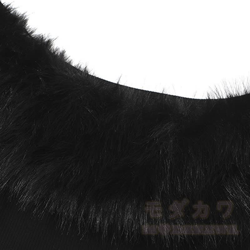 Faux Fur Trim Off Shoulder Long Sleeve Bodycon Dress - image 9