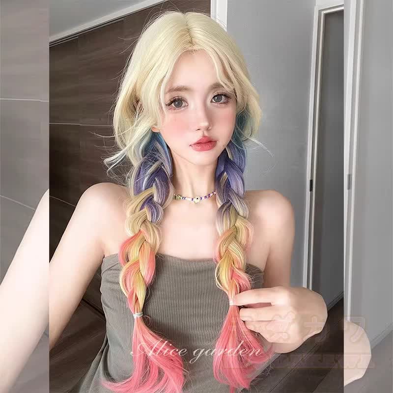 Lolita Dopamine Cosplay Gradient Color Long Wavy Wig - image 11