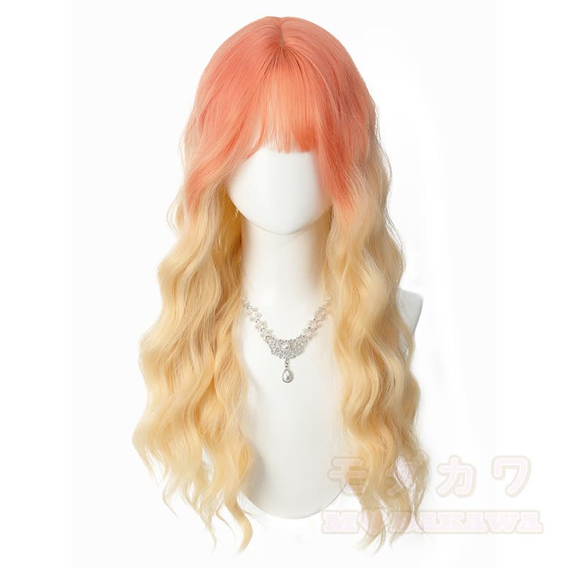 Lolita Dopamine Cosplay Gradient Color Long Wavy Wig - Sunset Dream Gradient Water Wave Wig 70CM - image 4