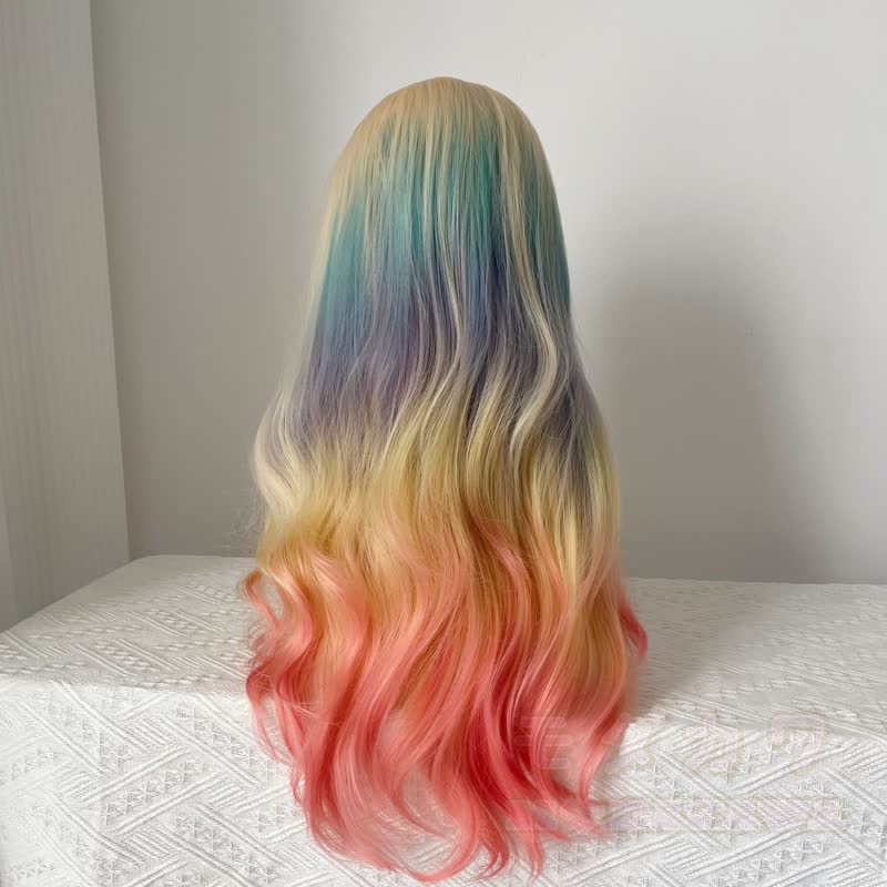Lolita Dopamine Cosplay Gradient Color Long Wavy Wig - image 13