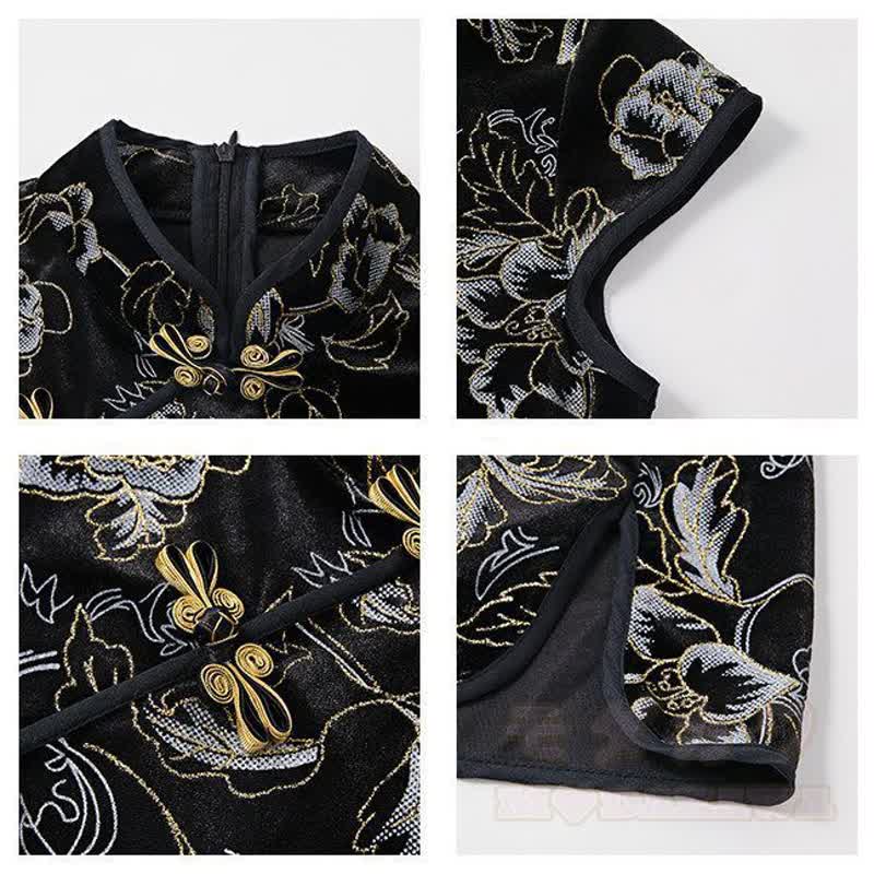 Chinese Style Floral Print Sleeveless Qipao Dress Short & Long Version - image 8