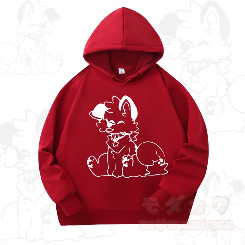 MODAKAWA X Popipeko Cute Dog Print Long Sleeve Hooded Sweatshirt - Wine - 4XL - image 7