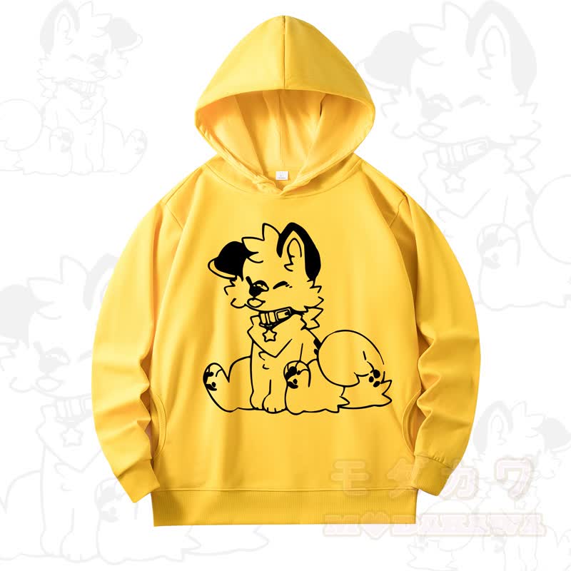 MODAKAWA X Popipeko Cute Dog Print Long Sleeve Hooded Sweatshirt - Yellow - 4XL - image 9