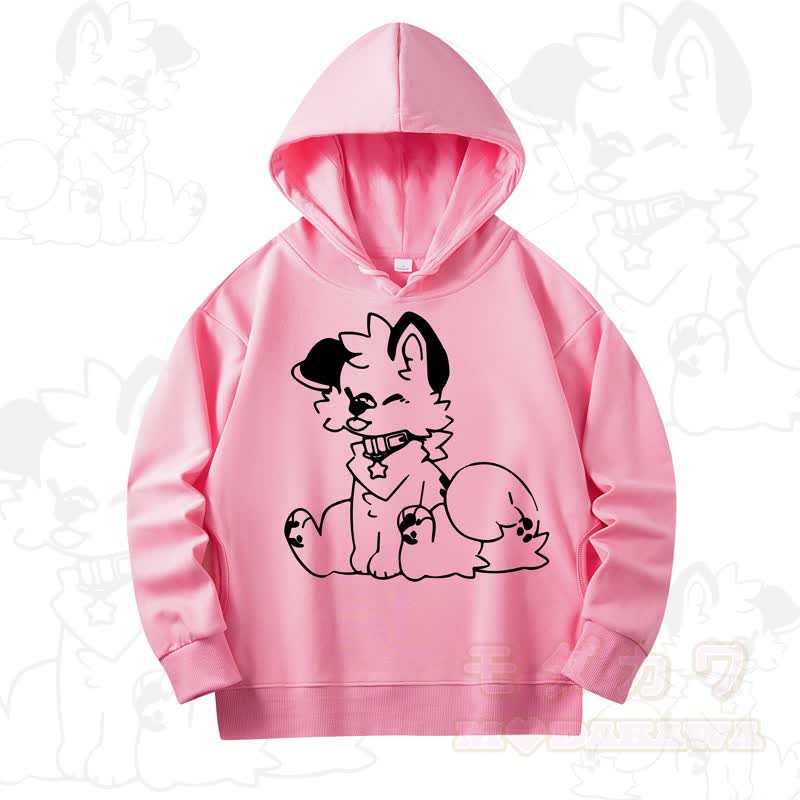 MODAKAWA X Popipeko Cute Dog Print Long Sleeve Hooded Sweatshirt - Pink - 4XL - image 11