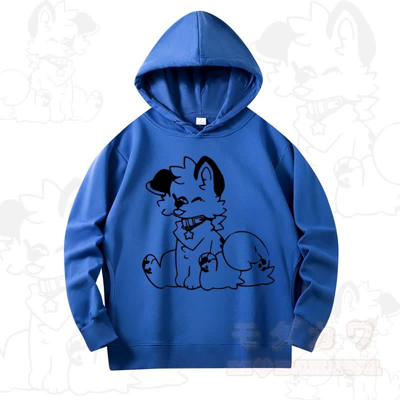 MODAKAWA X Popipeko Cute Dog Print Long Sleeve Hooded Sweatshirt - Dark Blue - 4XL - image 5