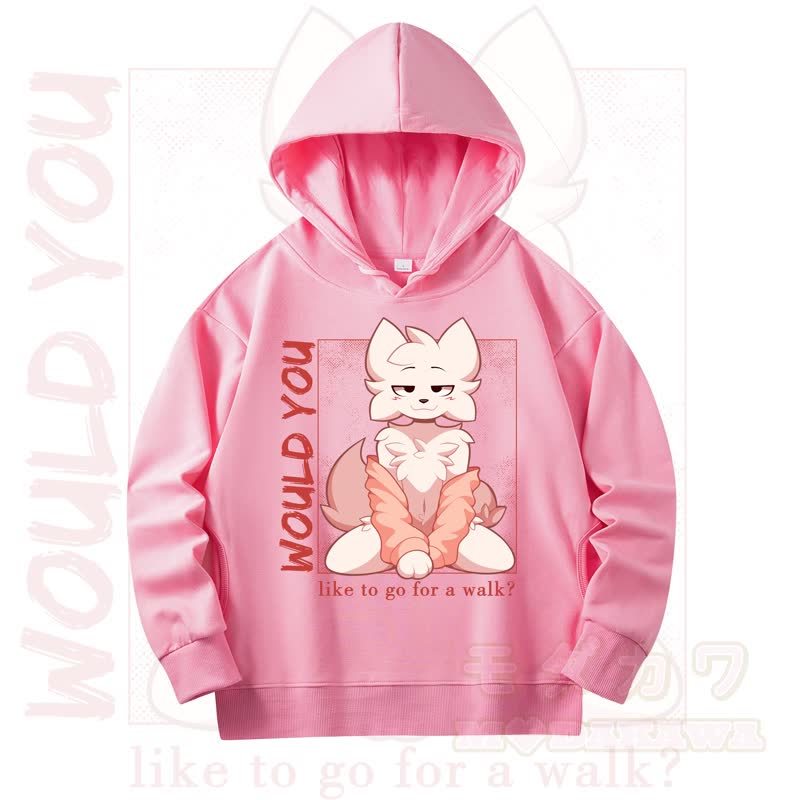 MODAKAWA X zarckets WOULD YOU Fox Print Long Sleeve Hooded Sweatshirt - Pink - 4XL - image 8