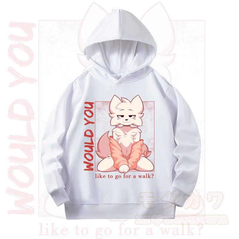 MODAKAWA X zarckets WOULD YOU Fox Print Long Sleeve Hooded Sweatshirt - White - 4XL - image 7
