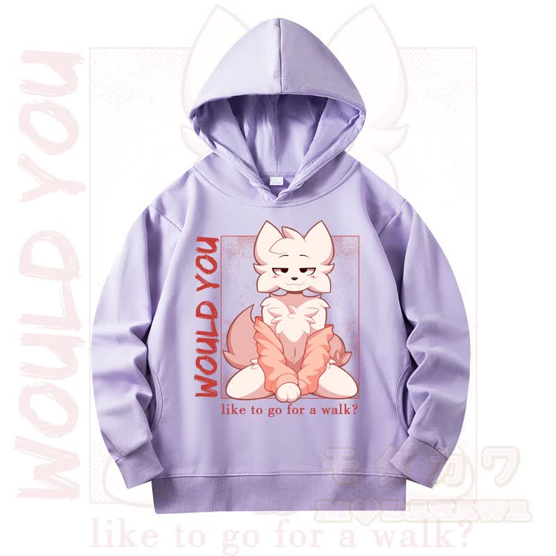 MODAKAWA X zarckets WOULD YOU Fox Print Long Sleeve Hooded Sweatshirt - Purple - 4XL - image 9