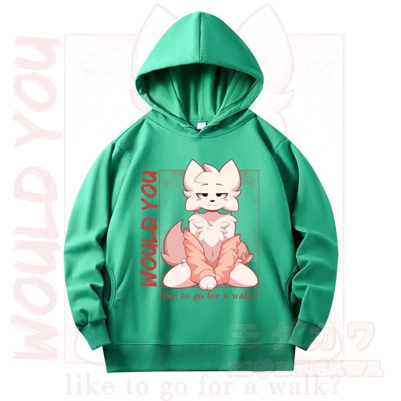 MODAKAWA X zarckets WOULD YOU Fox Print Long Sleeve Hooded Sweatshirt - Green - 4XL - image 11