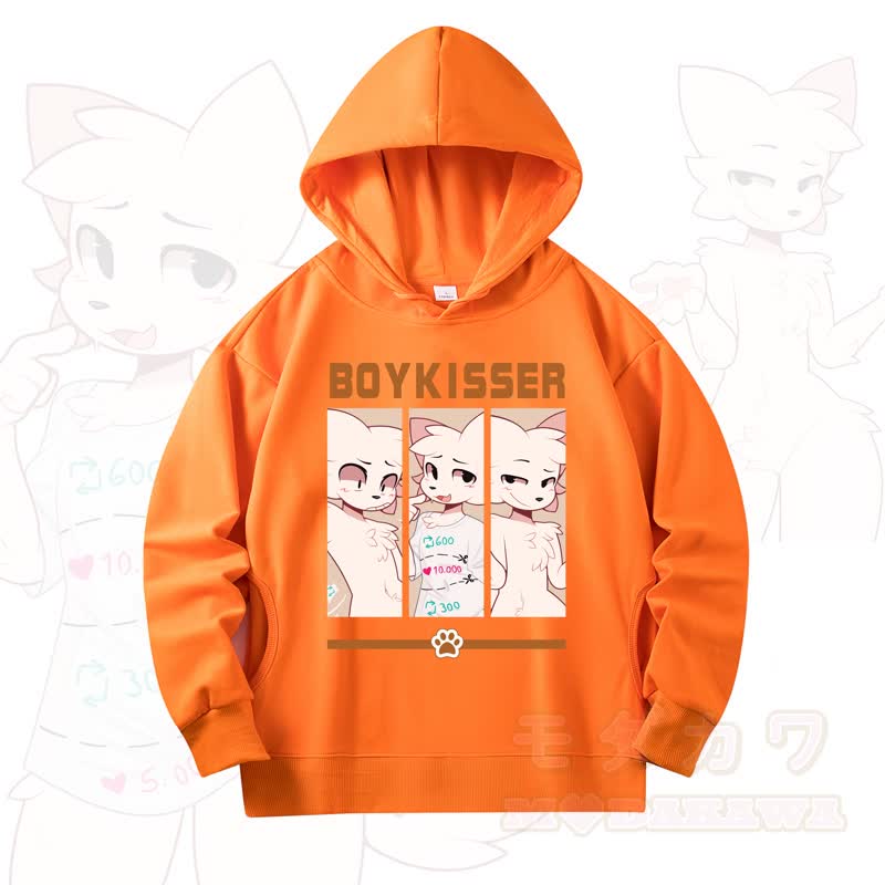 MODAKAWA X zarckets Fox Print Long Sleeve Hooded Sweatshirt - Orange - 4XL - image 9
