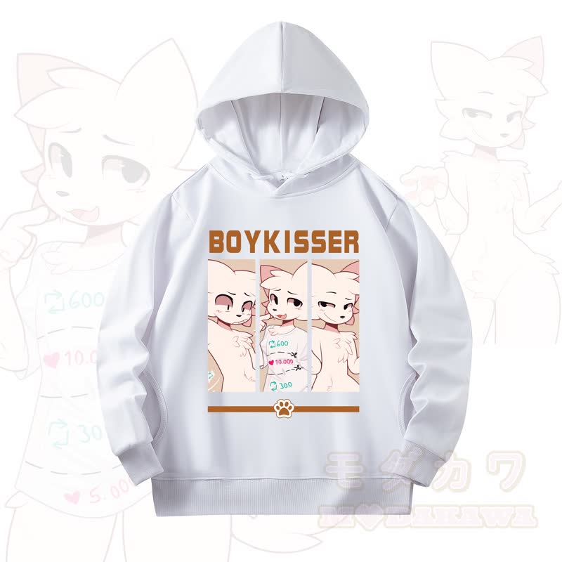 MODAKAWA X zarckets Fox Print Long Sleeve Hooded Sweatshirt - White - 4XL - image 7