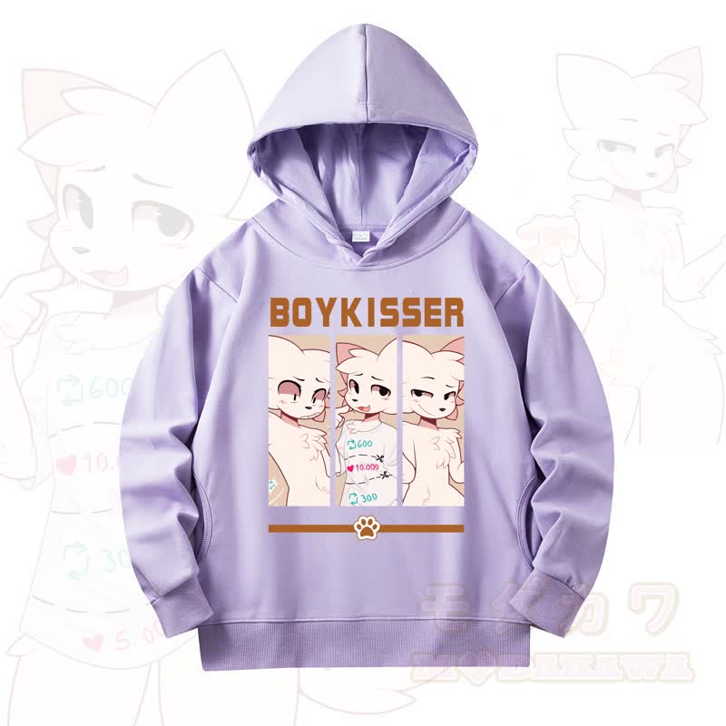 MODAKAWA X zarckets Fox Print Long Sleeve Hooded Sweatshirt - Purple - 4XL - image 8