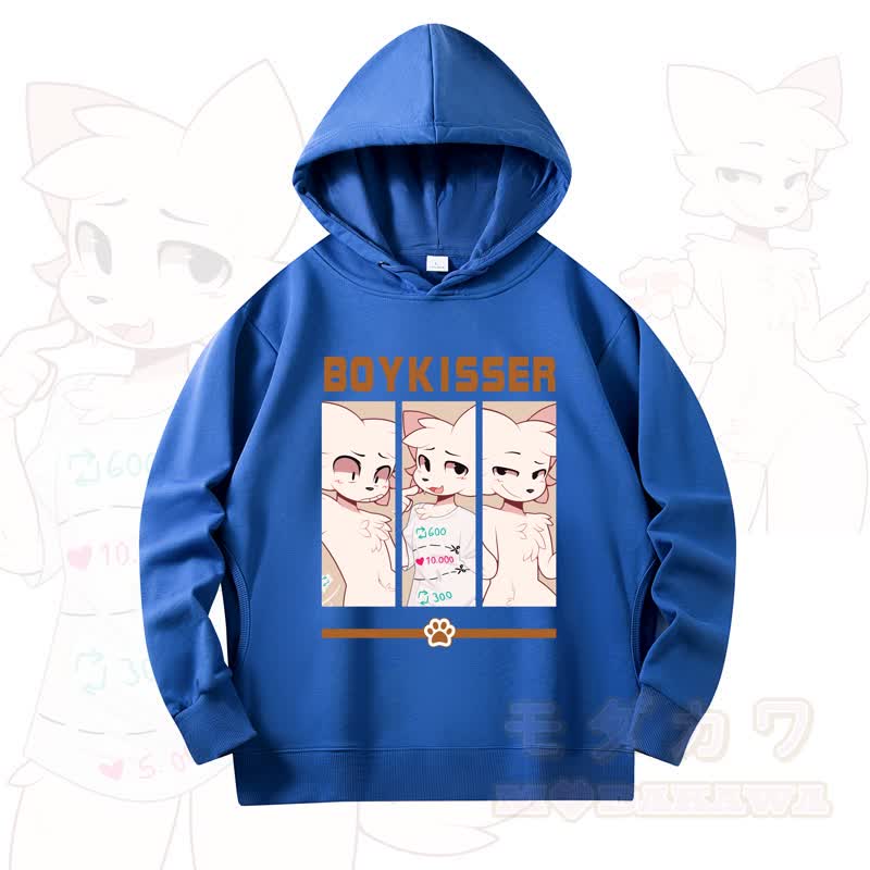 MODAKAWA X zarckets Fox Print Long Sleeve Hooded Sweatshirt - Dark Blue - 4XL - image 6