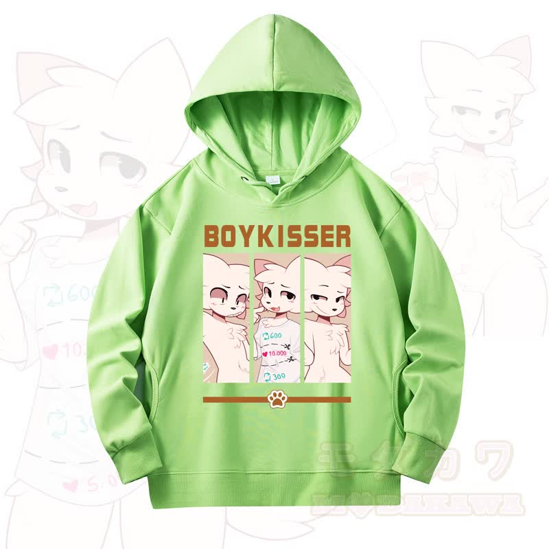 MODAKAWA X zarckets Fox Print Long Sleeve Hooded Sweatshirt - Light Green - 4XL - image 11