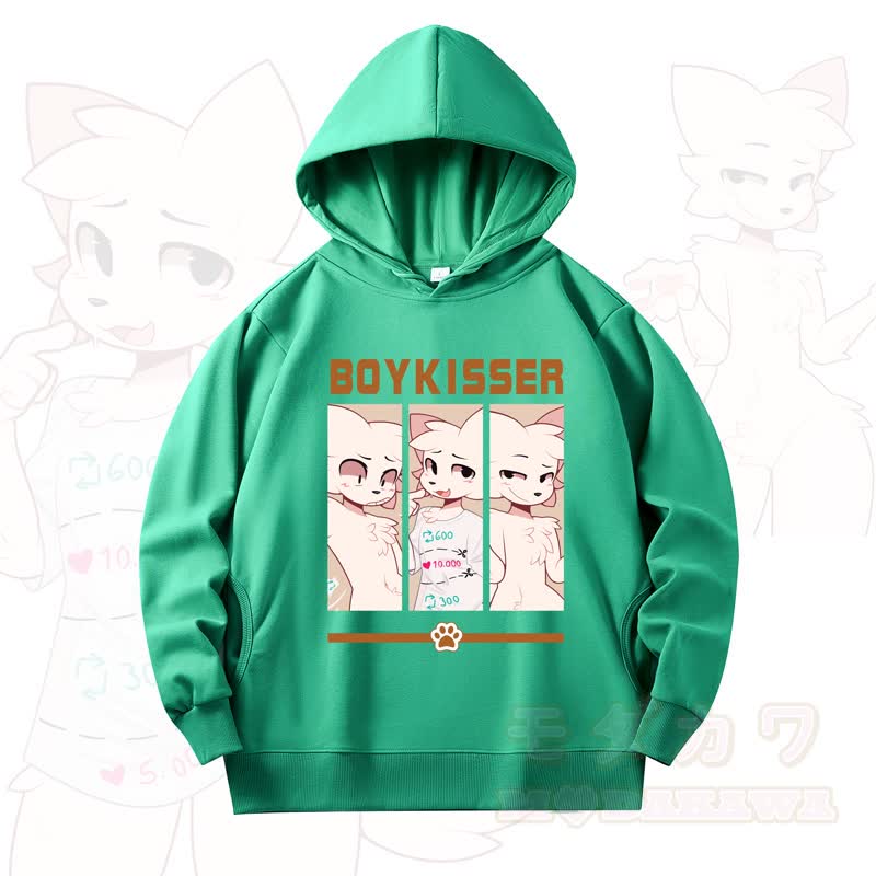 MODAKAWA X zarckets Fox Print Long Sleeve Hooded Sweatshirt - Green - 4XL - image 12
