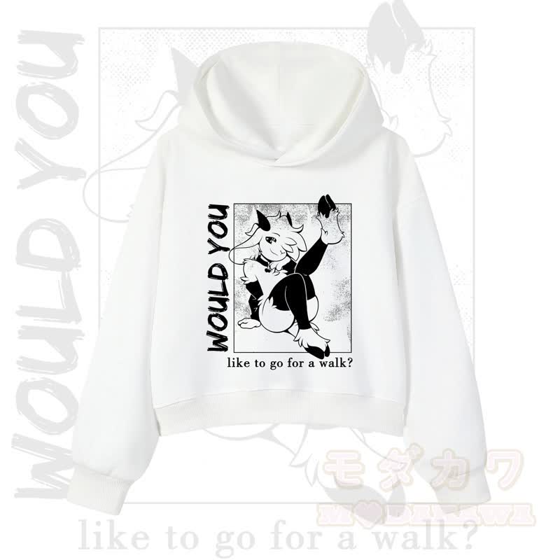 MODAKAWA X zarckets WOULD YOU Fox Graphic Cropped Cotton Hoodie - White - 3XL - image 3