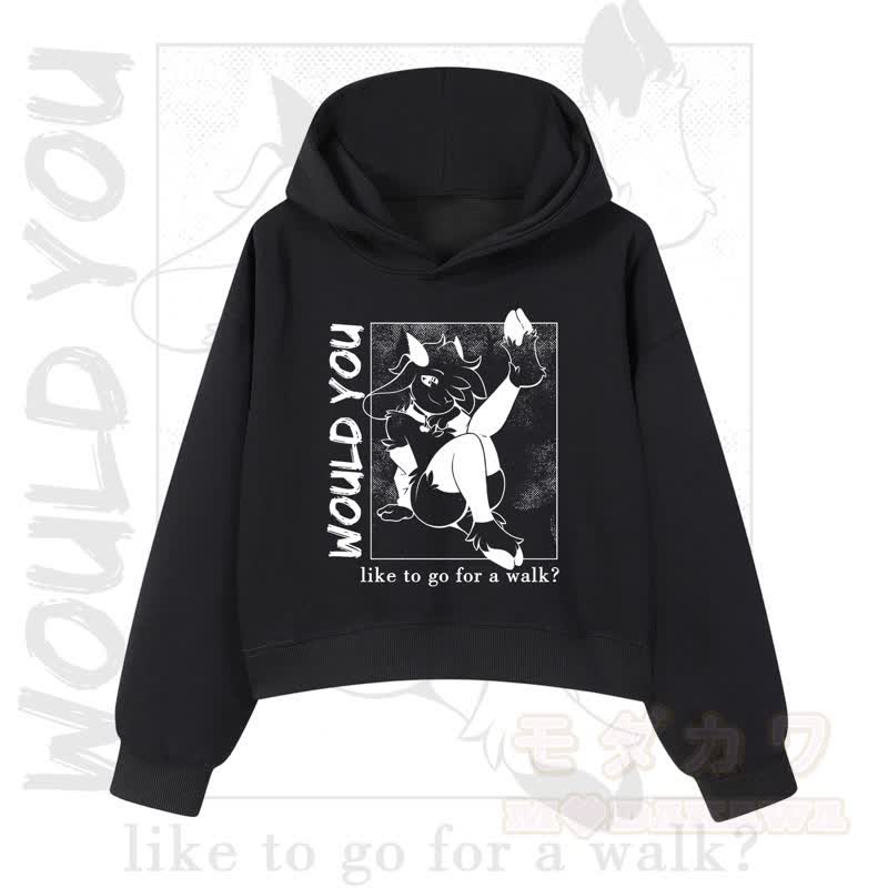 MODAKAWA X zarckets WOULD YOU Fox Graphic Cropped Cotton Hoodie - Black - 3XL - image 2