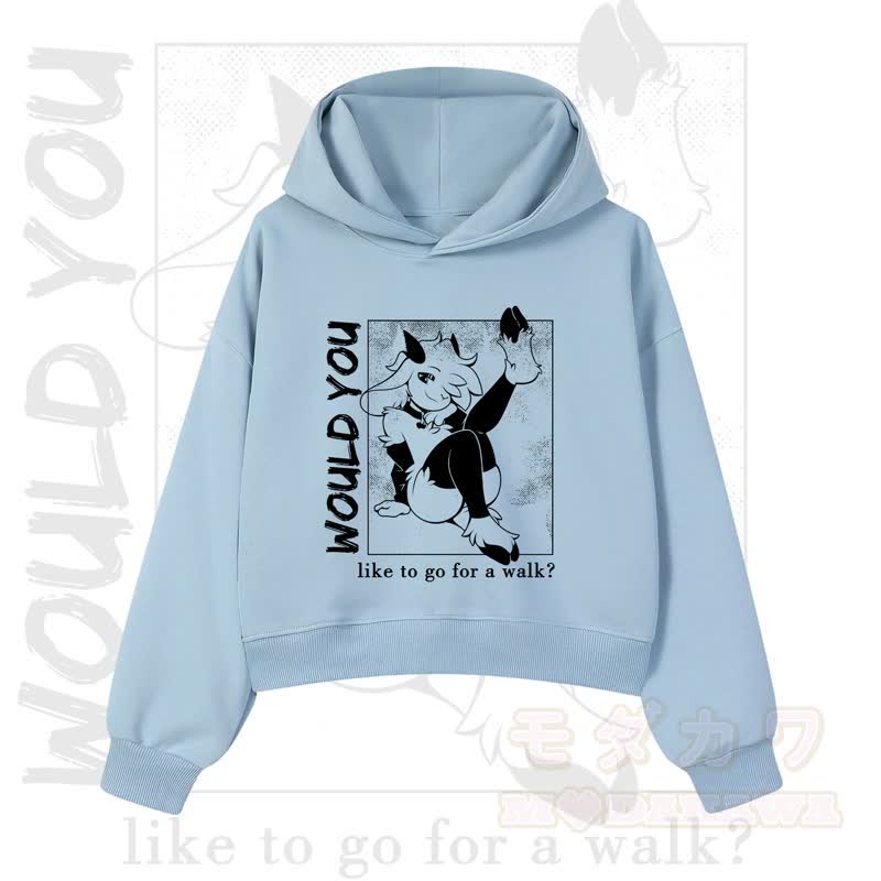 MODAKAWA X zarckets WOULD YOU Fox Graphic Cropped Cotton Hoodie - Blue - 3XL - image 5