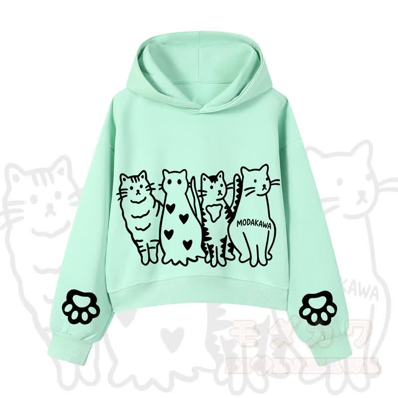 MODAKAWA X zarckets Cute Cat Cropped Cotton Hoodie - Green - 3XL - image 2