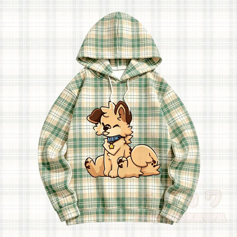 MODAKAWA X Popipeko Cute Puppy Print Hooded Sweatshirt - Green - 5XL - image 1