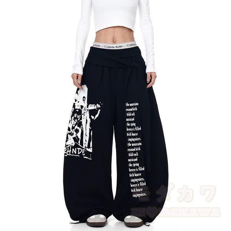 Vintage Street Printed Belted Drawstring Sweatpants - image 4