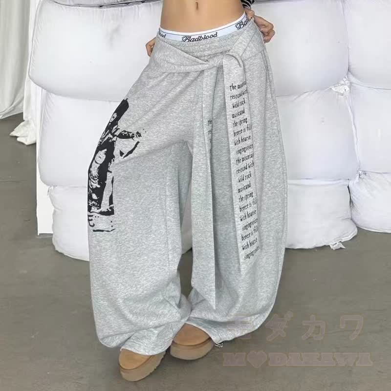 Vintage Street Printed Belted Drawstring Sweatpants - image 2