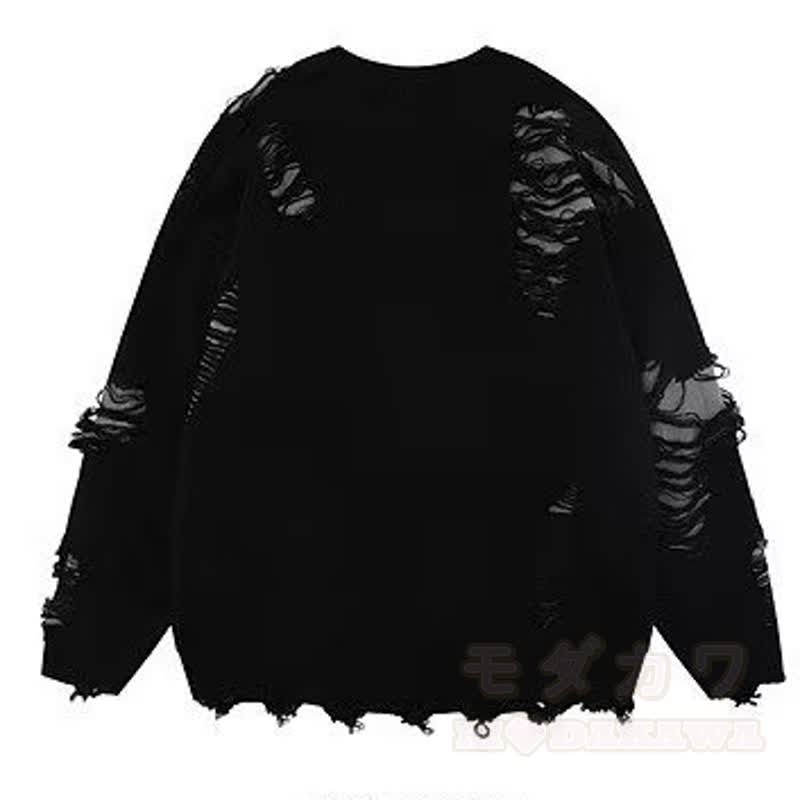 Vintage Distressed Fake Two Piece Long Sleeve Knit Sweatshirt - image 2