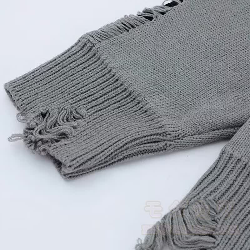 Vintage Distressed Fake Two Piece Long Sleeve Knit Sweatshirt - image 5