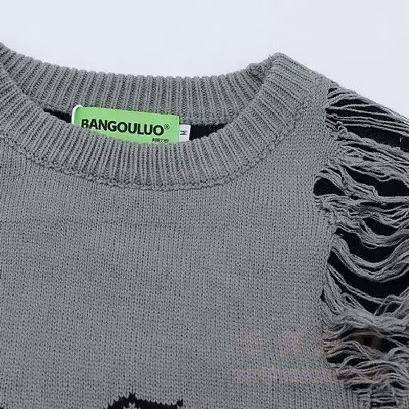 Vintage Distressed Fake Two Piece Long Sleeve Knit Sweatshirt - image 4