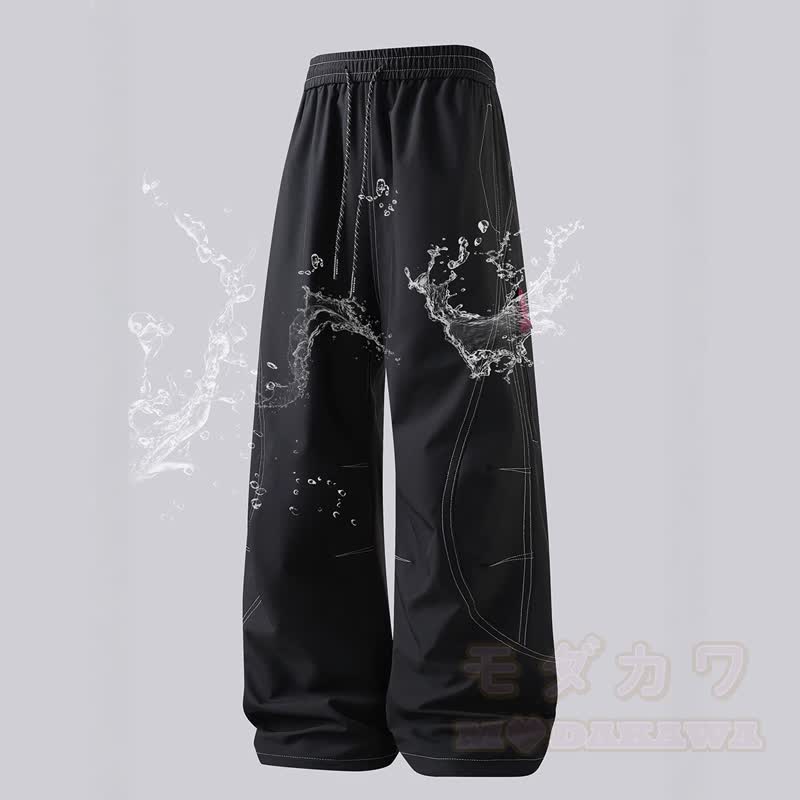 Vintage Casual Waterproof Windproof Loose Cargo Pants  - Black - 3XL - image 1