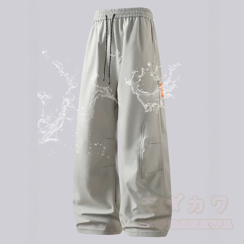 Vintage Casual Waterproof Windproof Loose Cargo Pants  - Grey - 3XL - image 6