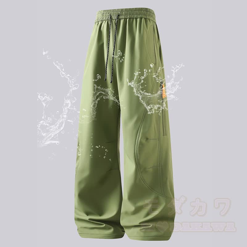 Vintage Casual Waterproof Windproof Loose Cargo Pants  - Light Green - 3XL - image 3