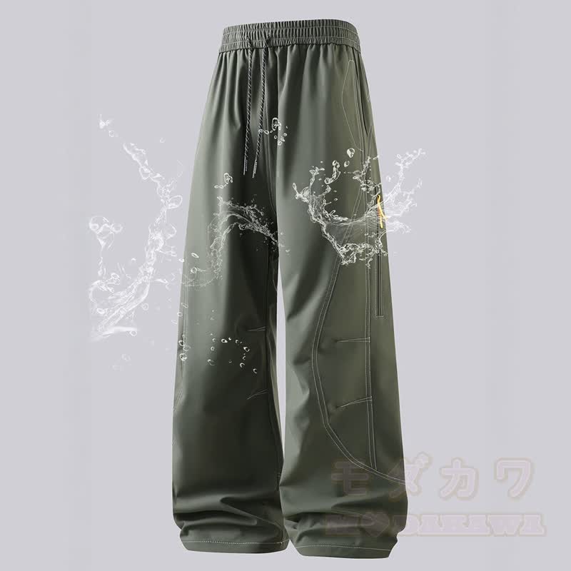 Vintage Casual Waterproof Windproof Loose Cargo Pants  - Dark Green - 3XL - image 2