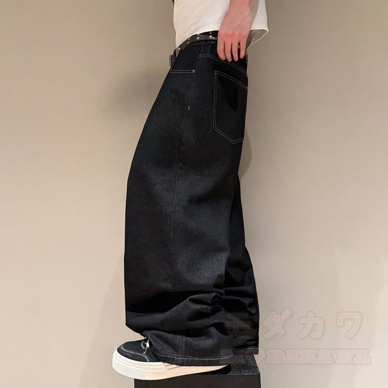 Vintage Cherry Blossom Embroidered Wide Leg Denim Jeans - image 6