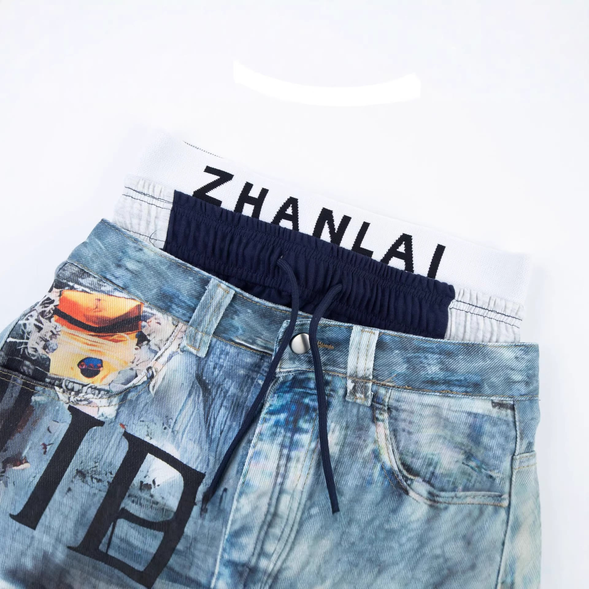 Y2K Streetwear Triple-Waistband Baggy Jeans - image 7