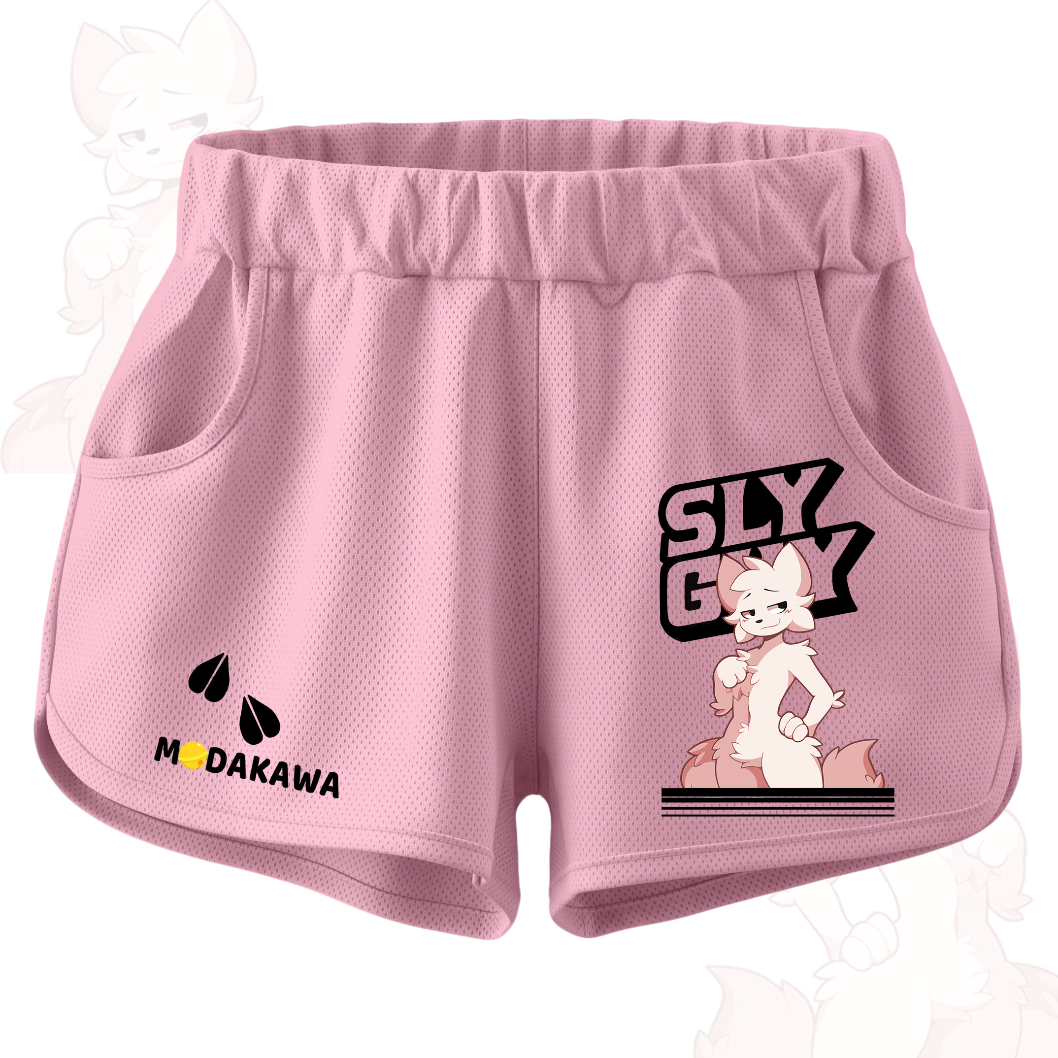 MODAKAWA X zarckets SLY GUY Anime Fox Print Casual Shorts - Pink - 5XL - image 4