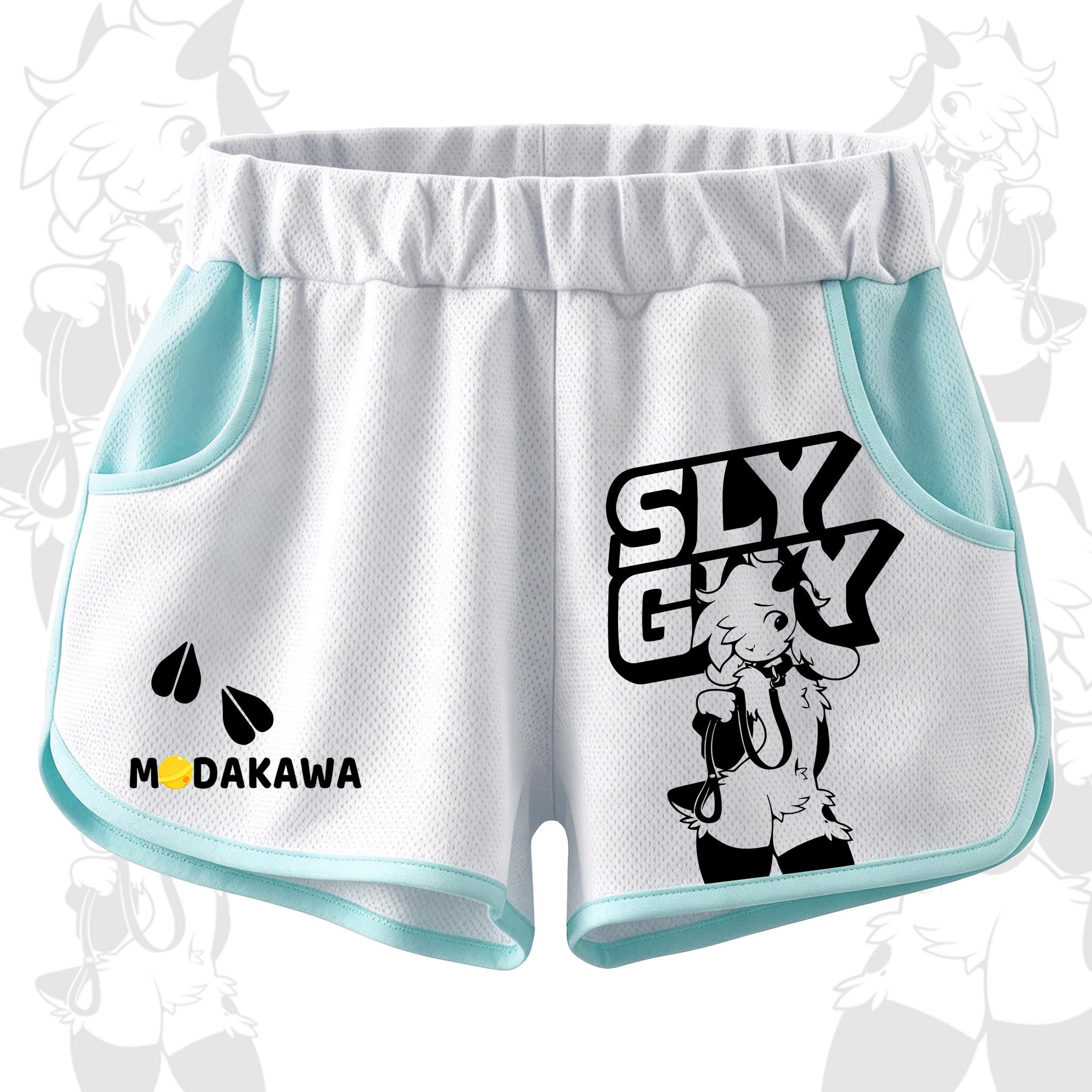 MODAKAWA X zarckets SLY GUY Anime Goat Print Casual Shorts - Mint Green - 5XL - image 3
