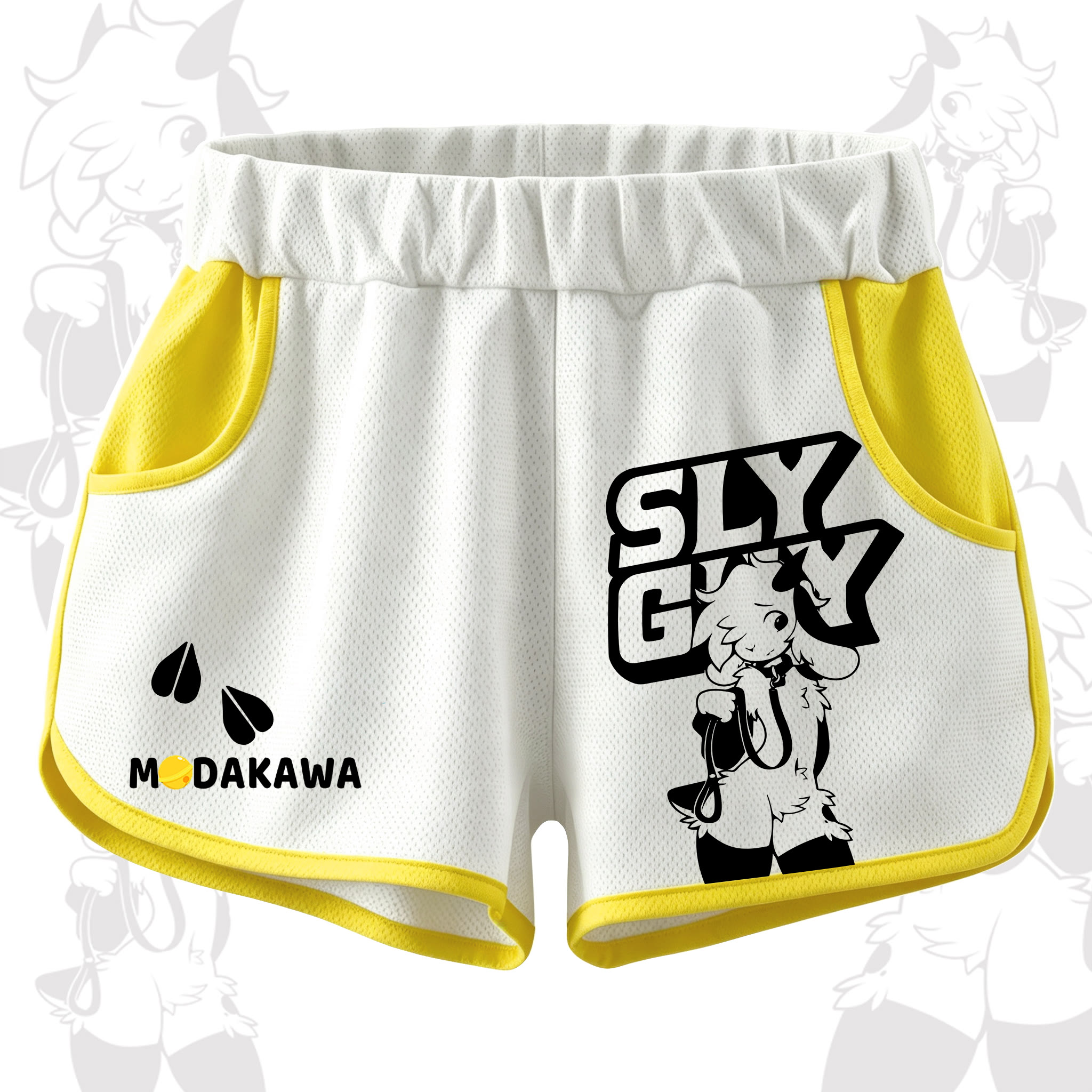 MODAKAWA X zarckets SLY GUY Anime Goat Print Casual Shorts - Light Yellow - 5XL - image 4